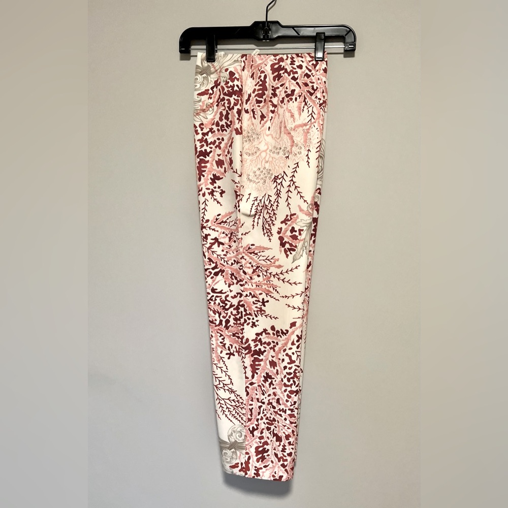 Talbots petite red and white silk ankle length pants, Size 2